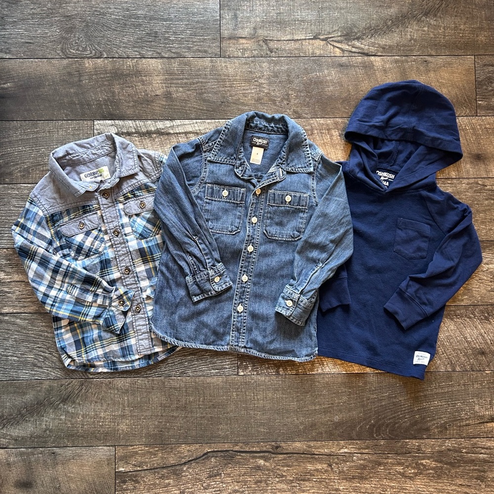 Boys size 4/4T Oshkosh BUNDLE! Lot of 3 long sleeve boys shirts